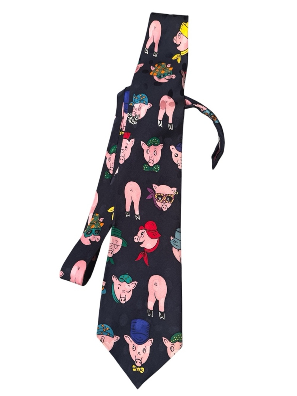 Fratelli Men’s necktie novelty pigs cartoon funny 57” x 3.75” 100% silk